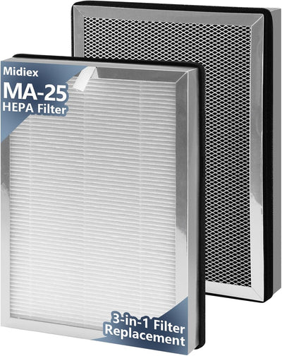 2 Filtros MA25 Repuesto Purificador H13 HEPA con Prefiltro Carbón
