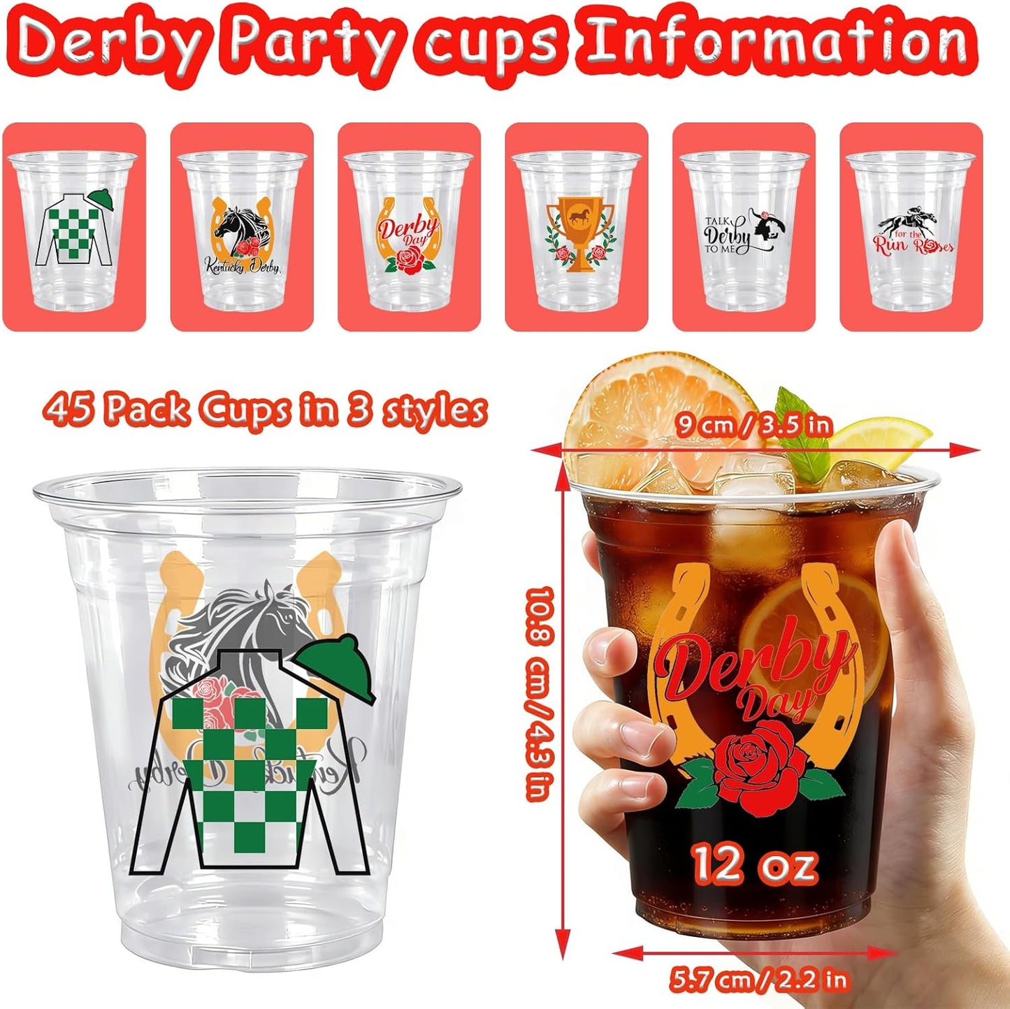Copa plástica para derby caballo 45 unidades decoración carrera caballos