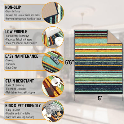 Alfombra 5x6ft 6pulg antideslizante para sala y dormitorio