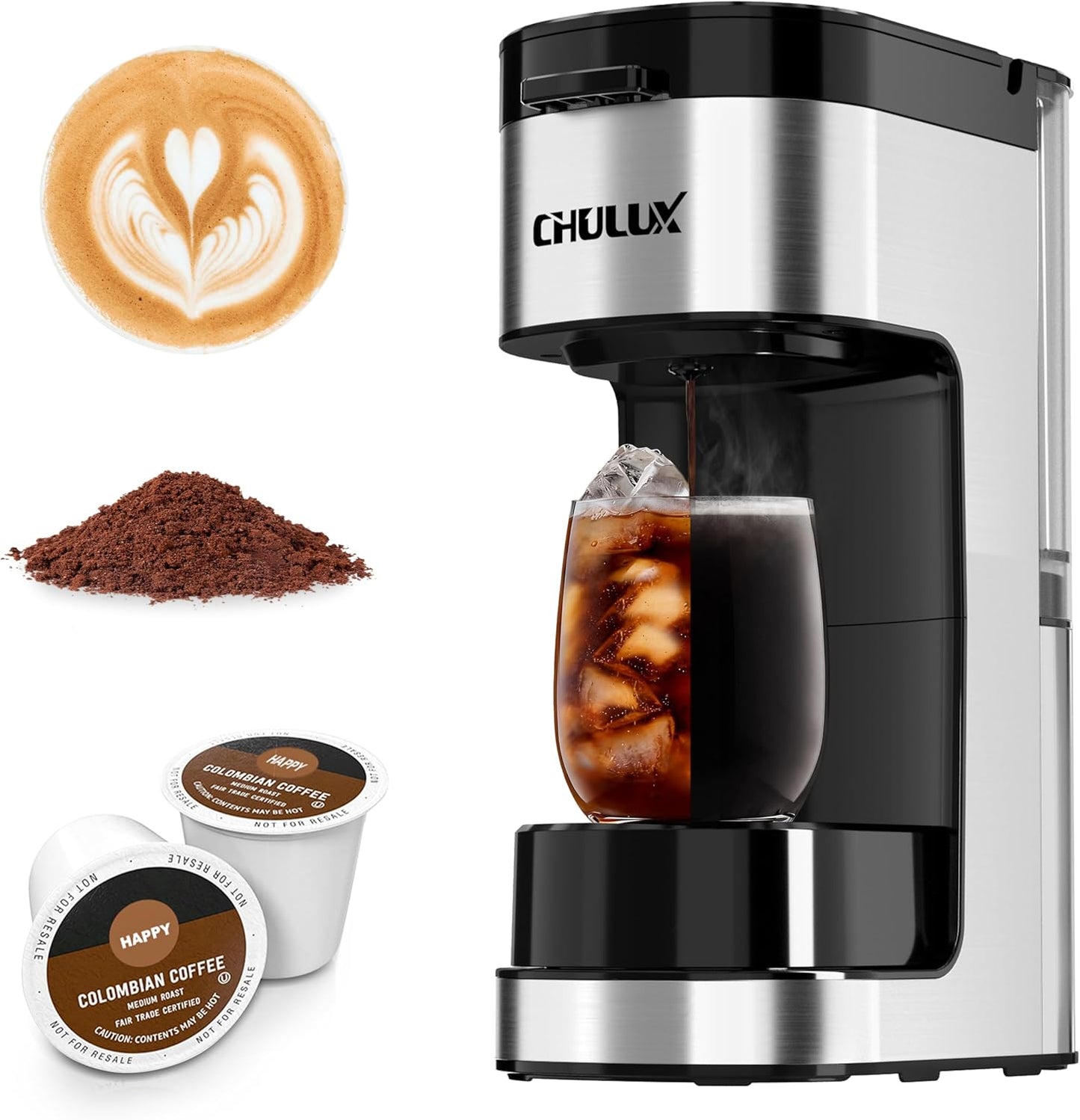 Cafetera SoloBrew CHULUX 3 tamaños con botón fuerte y hielo