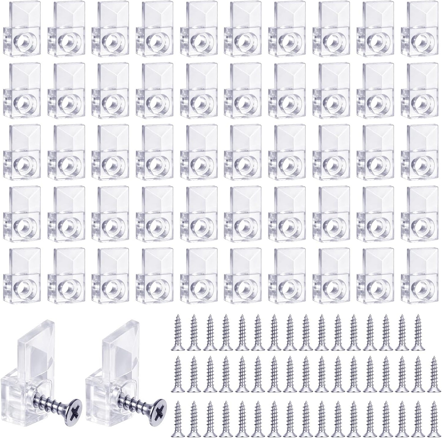 Set 50 Clips Espejo Pared Anclajes Puerta Gabinete