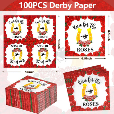 100 Pzas Servilletas Derby para Fiesta Caballos