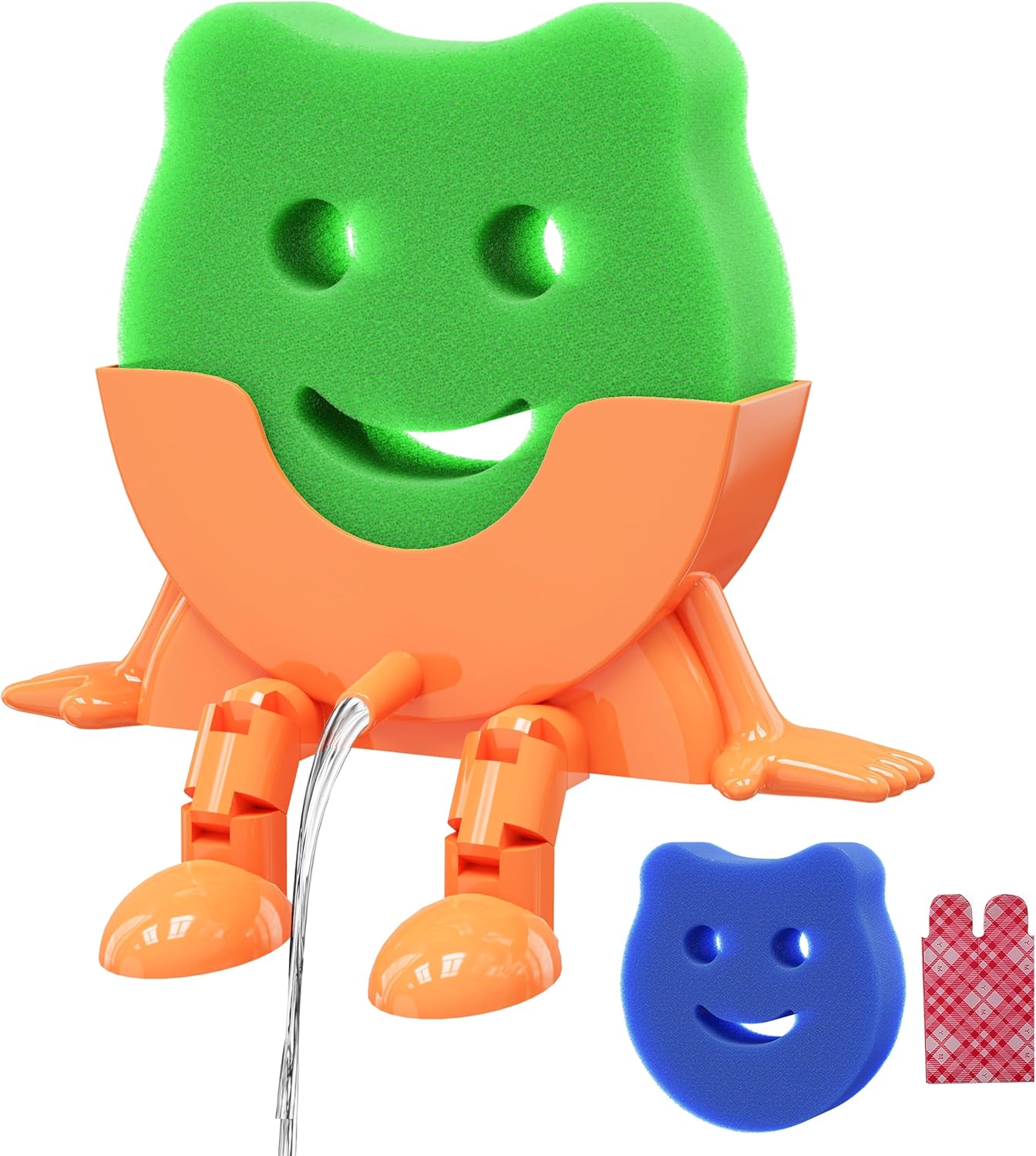 Soporte de esponja sonriente divertido organizador de fregadero con drenaje