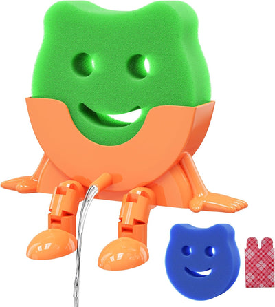 Soporte de esponja sonriente divertido organizador de fregadero con drenaje
