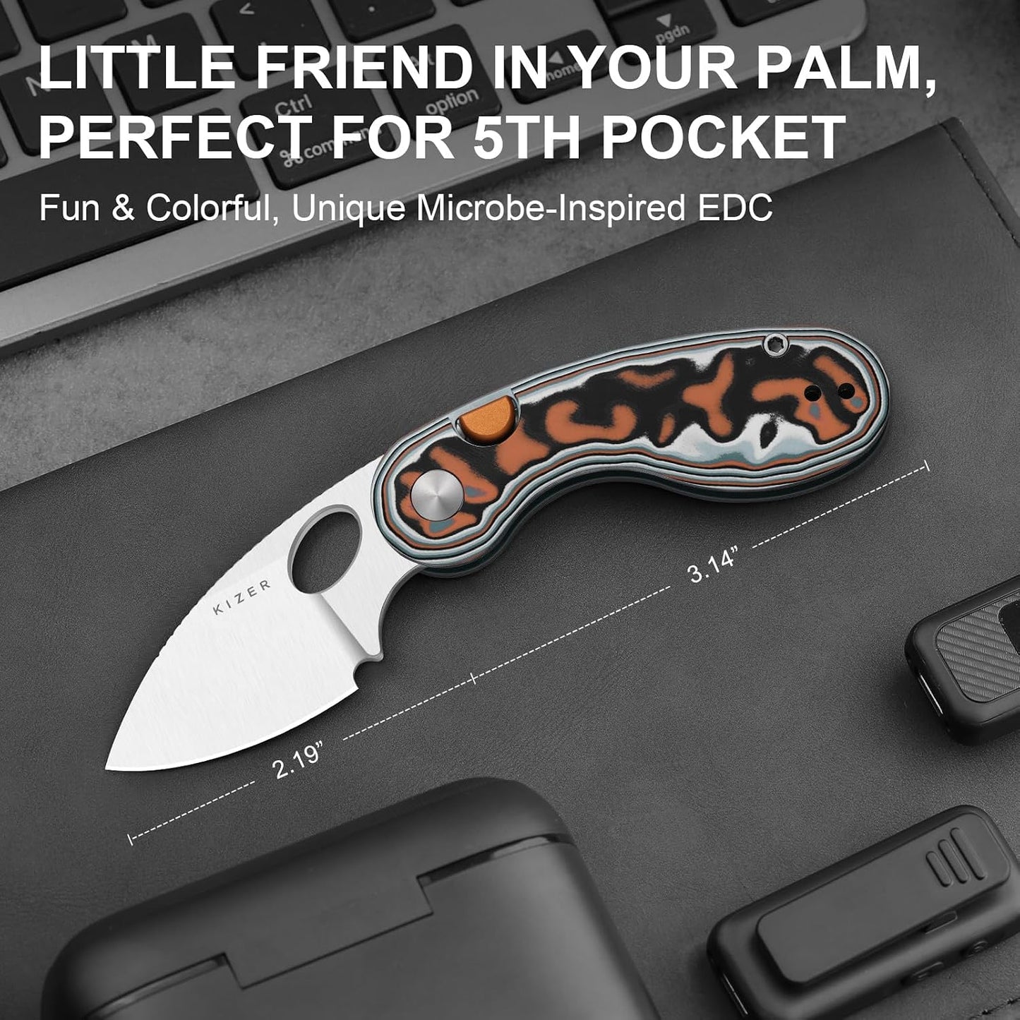 Cuchillo plegable AEB-L 2.19pulg mango micarta patrón vórtice