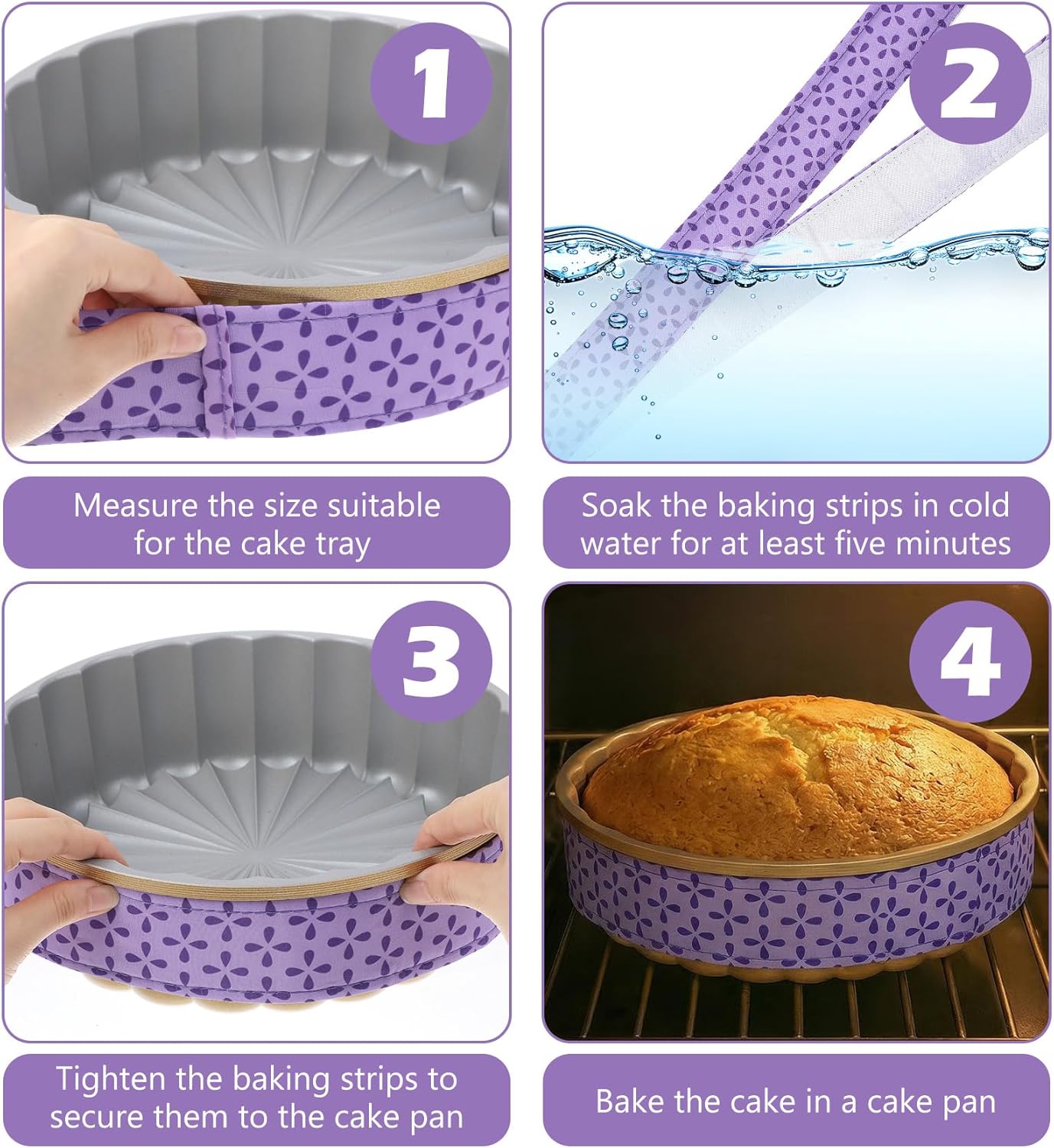 Tiras de hornear gruesas de algodón morado para pasteles y tartas
