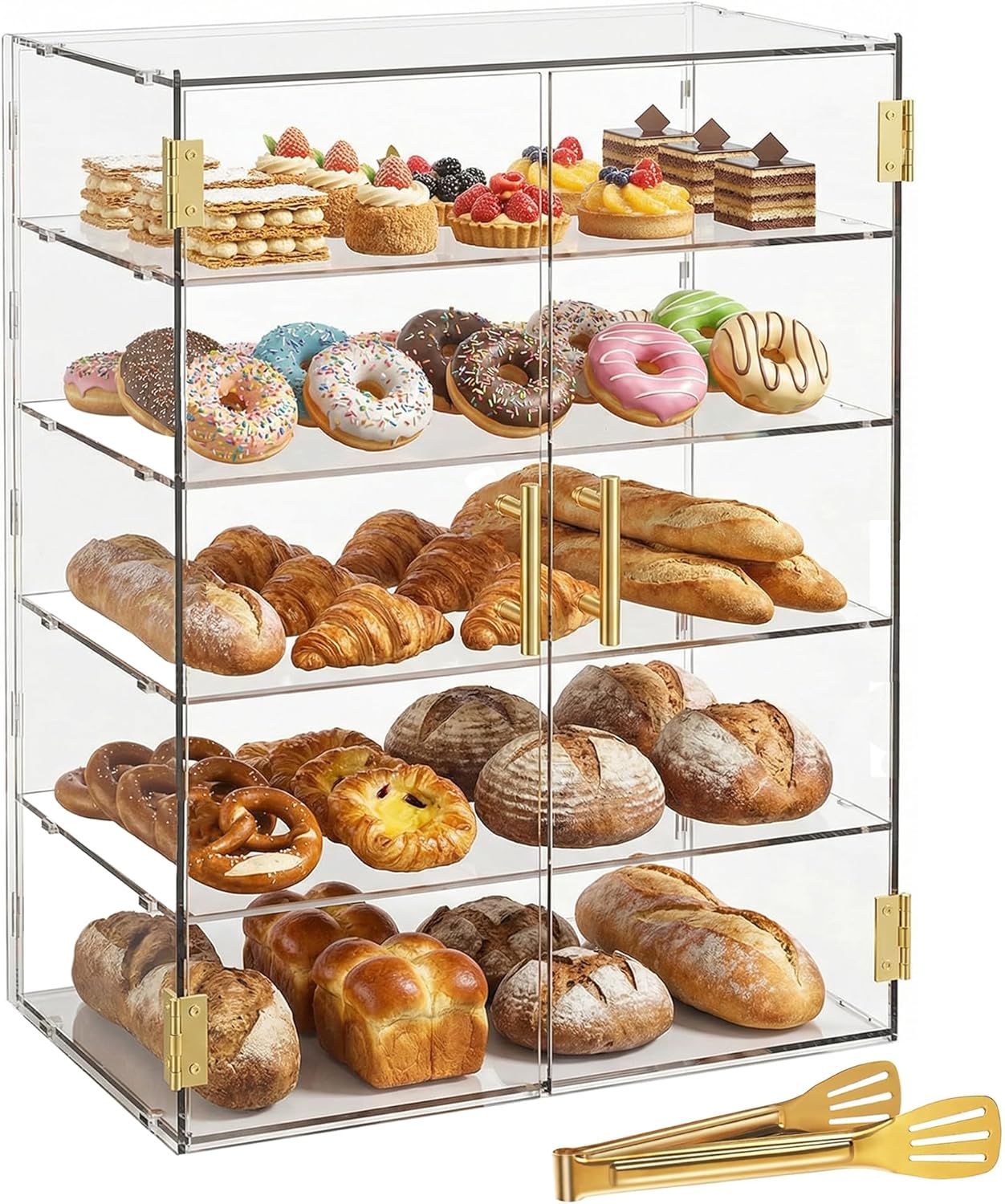 Vitrina acrílico 3 niveles para panadería 19.5x15x10.2pulg