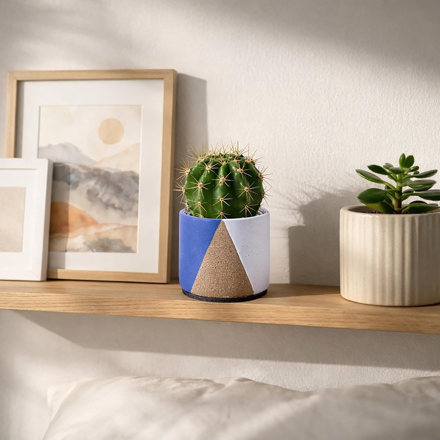 Maceta cerámica 3.5pulg con platillo desmontable drenaje interior