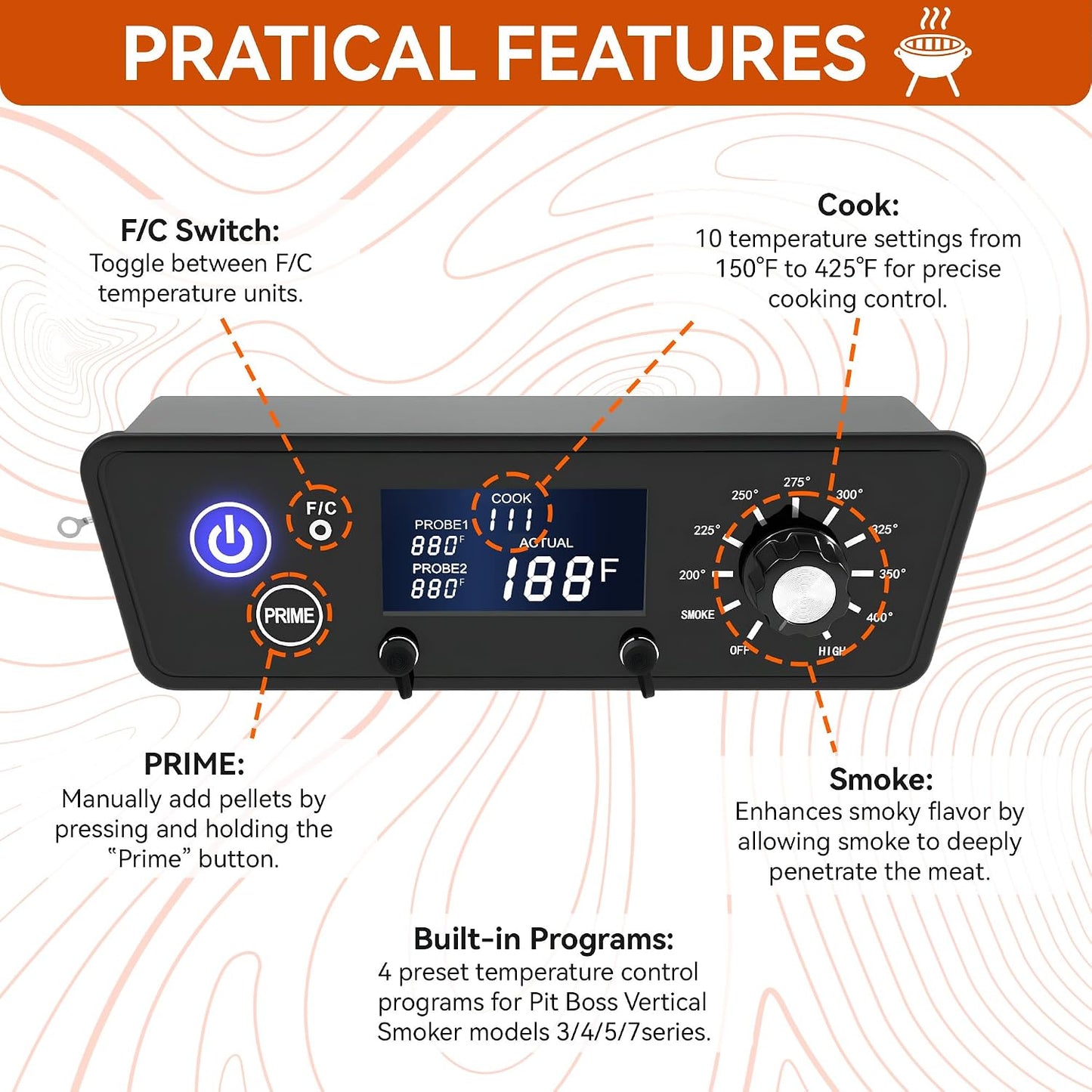 Kit controlador parrilla Pit Boss termostato digital