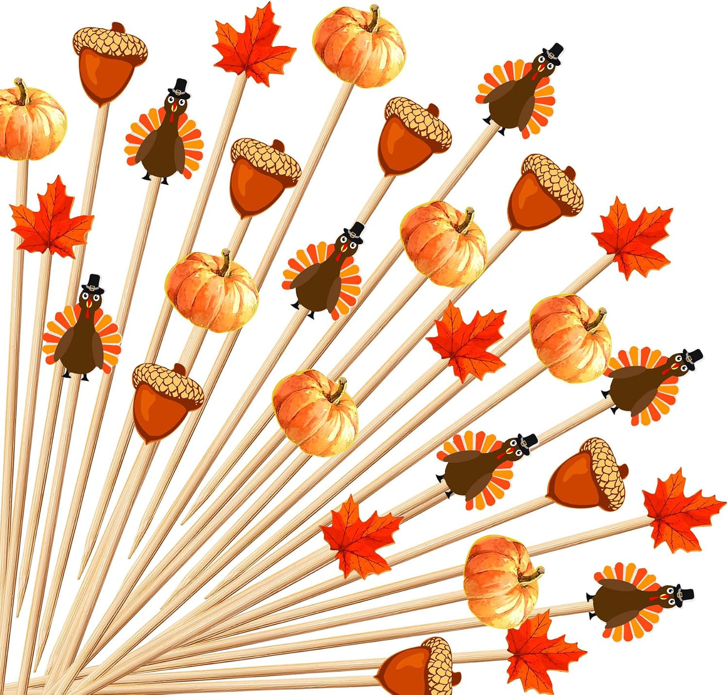 100 Pzas Palillos Otoño Decorativos Bambú 4.7pulg
