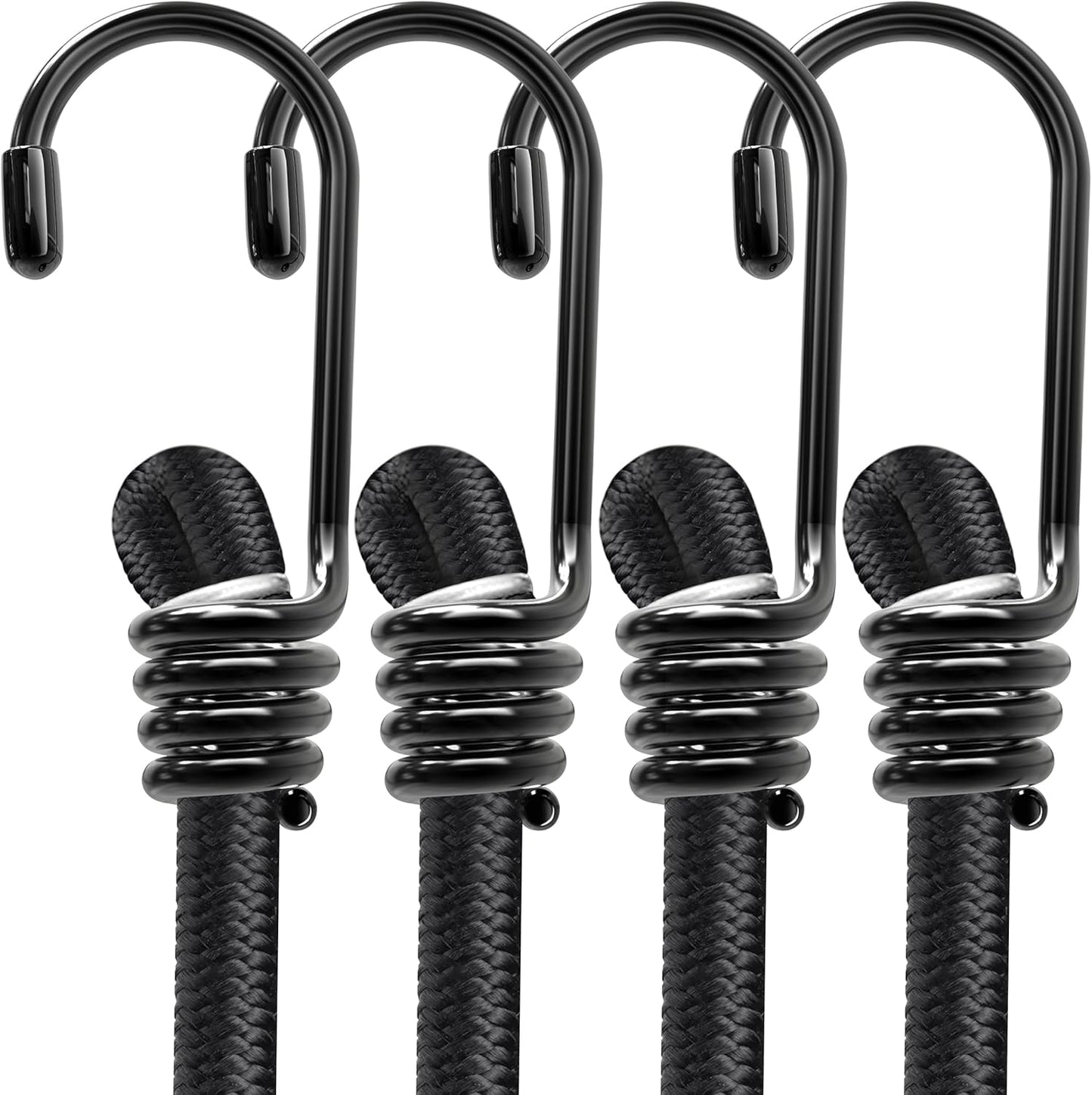 Cuerdas elásticas bungee 28" con gancho 4 Pzas