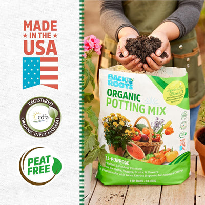 Mezcla orgánica 6qt para macetas hierbas flores verduras