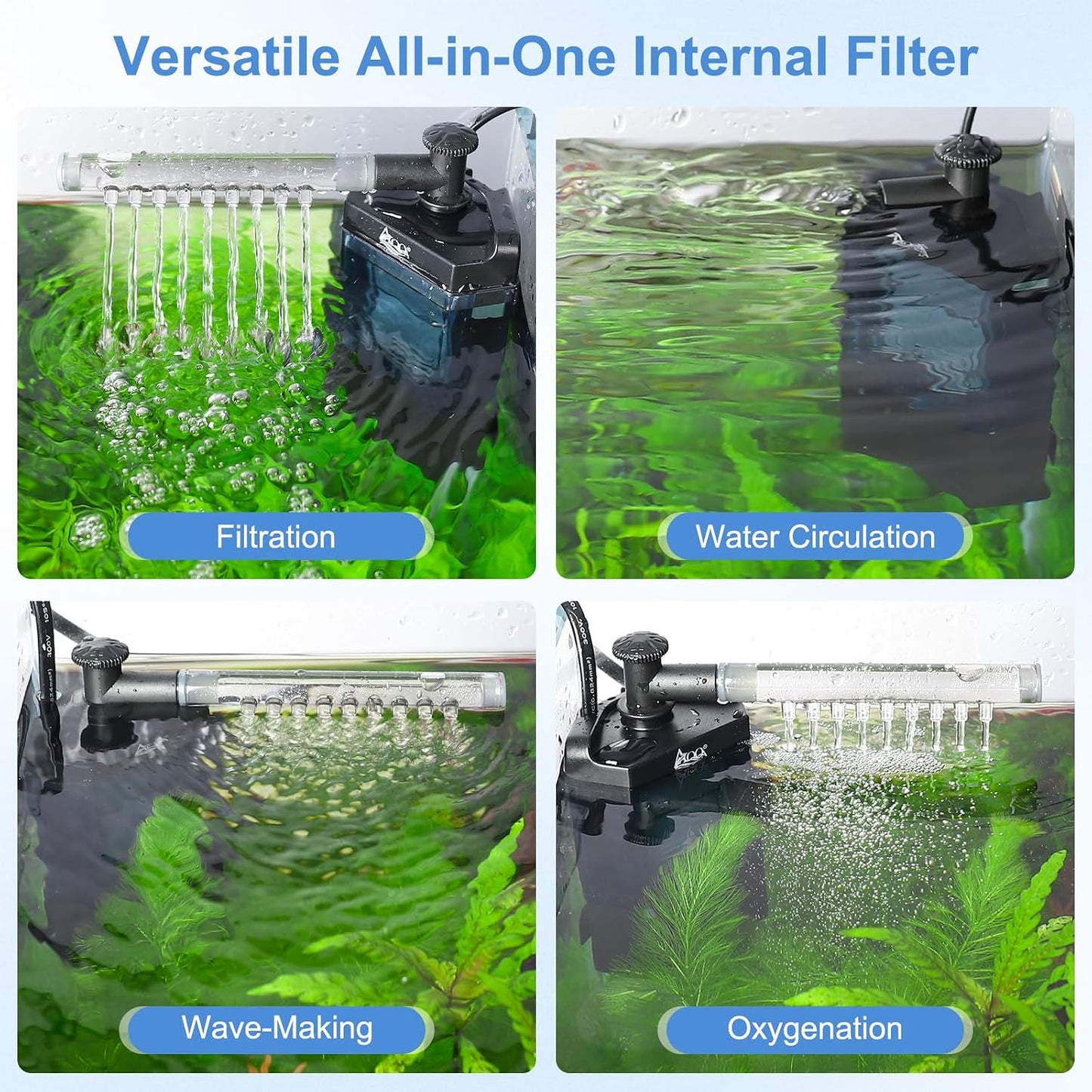Filtro interno acuario 20-40gal ajustable con bomba susurro