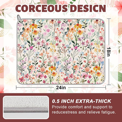Tapete de secado de platos con flores, absorbente para cocina y encimera 18x24
