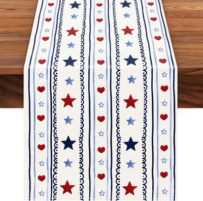Camino mesa patriótico 13x72pulg estrellas rojas y azules