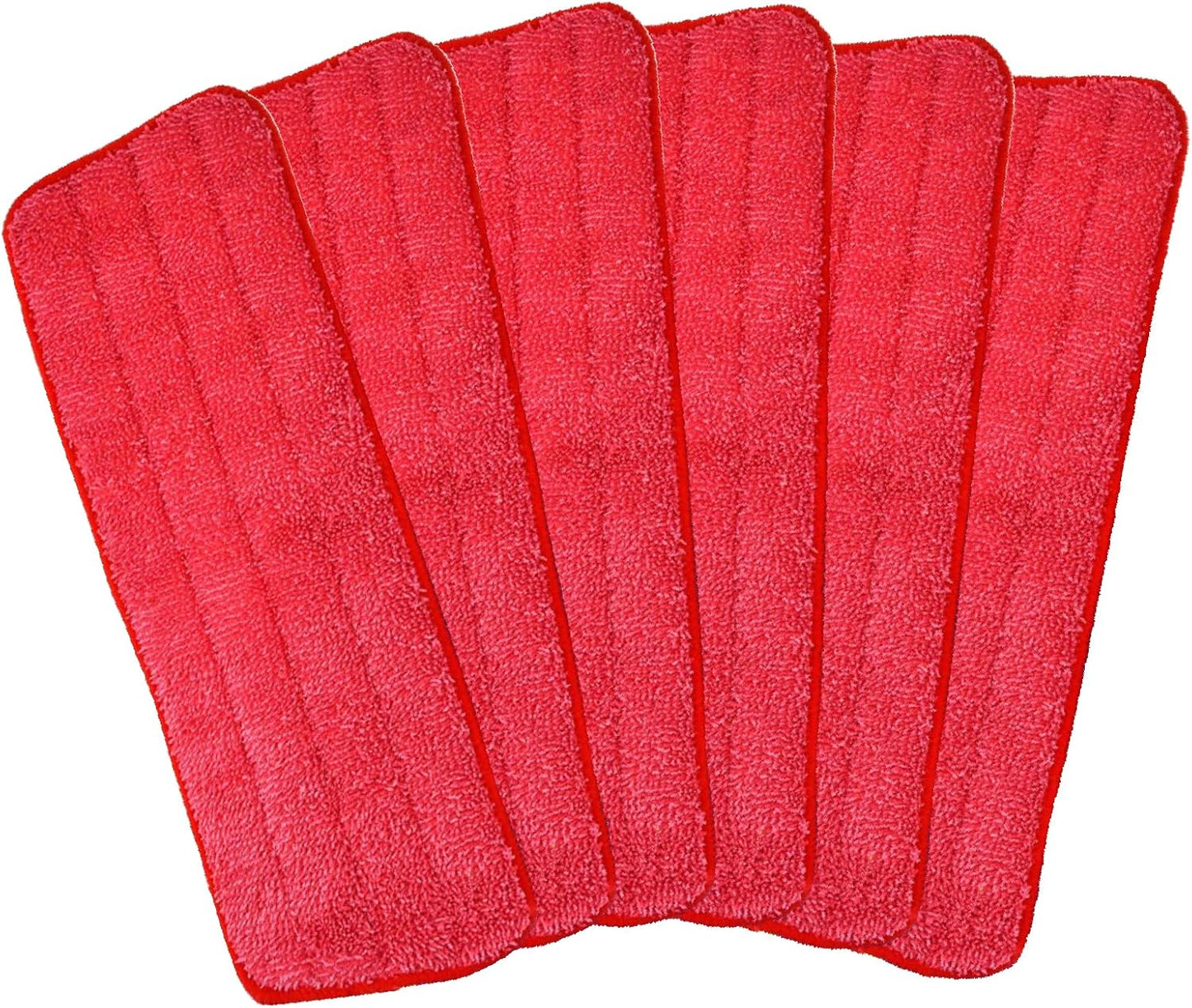 Almohadilla microfibra trapeador 18x6pulg reutilizable set 6 rojo
