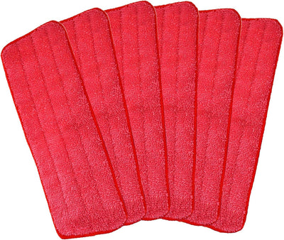 Almohadilla microfibra trapeador 18x6pulg reutilizable set 6 rojo
