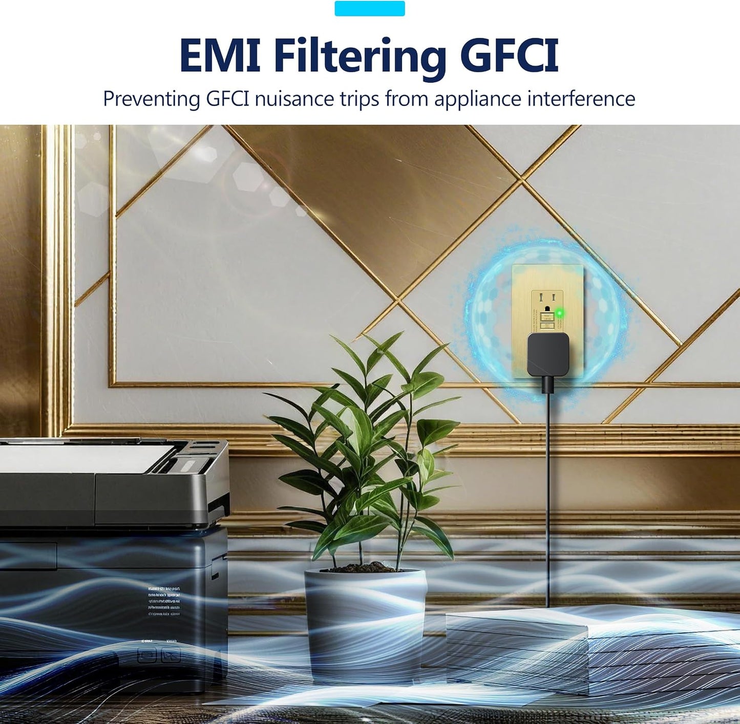 Toma GFCI 15A con LED ETL FCC resistente a manipulaciones