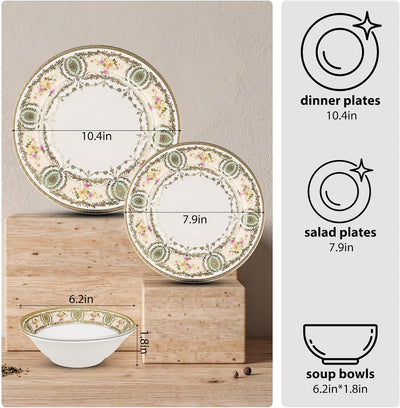 Set 12 Pzas Vajilla Cerámica En Relieve Moderna Resistente