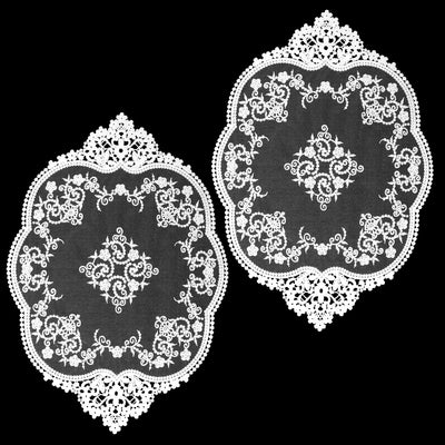 Manteles individuales de encaje blanco elegante 16 x 12 pulgadas
