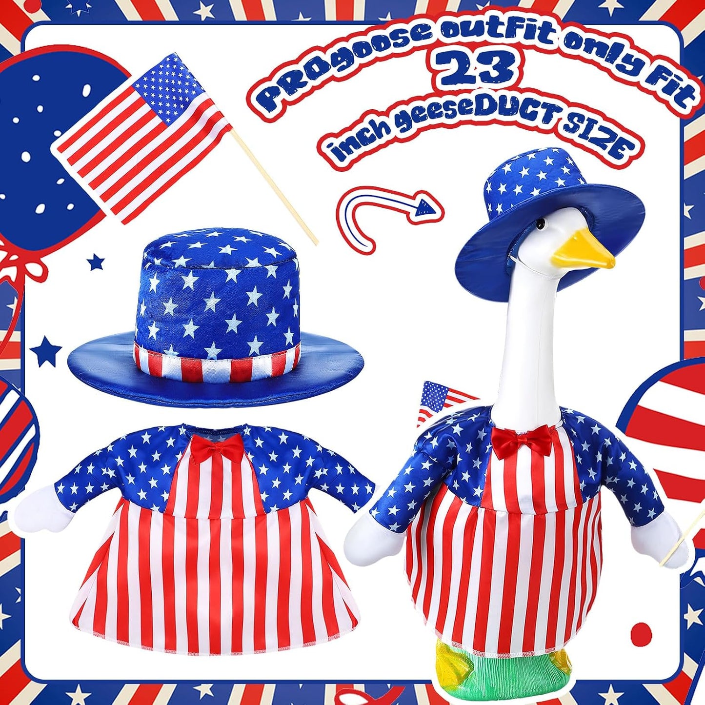 Ropa ganso patriótica 23pulg jardín decoración