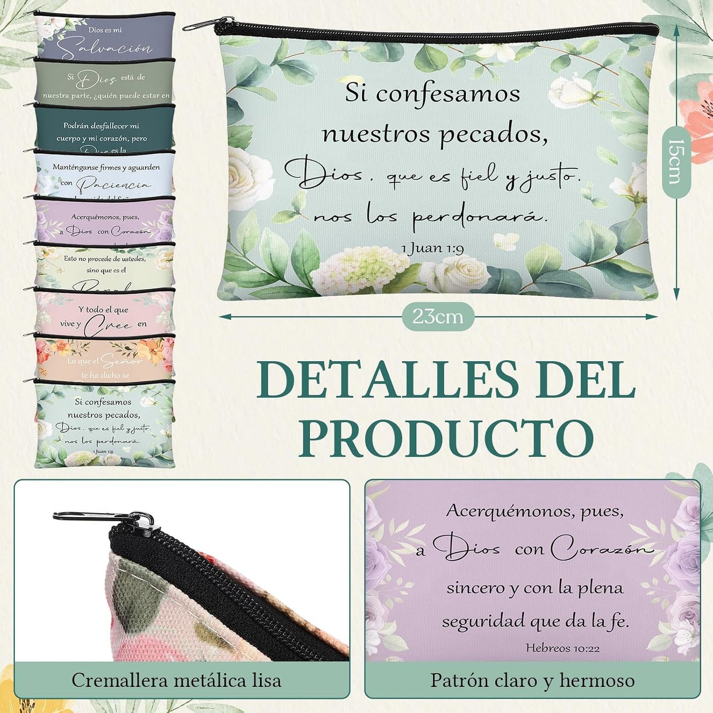 40 Pzas Bolsas Maquillaje y Espejos con Versículos
