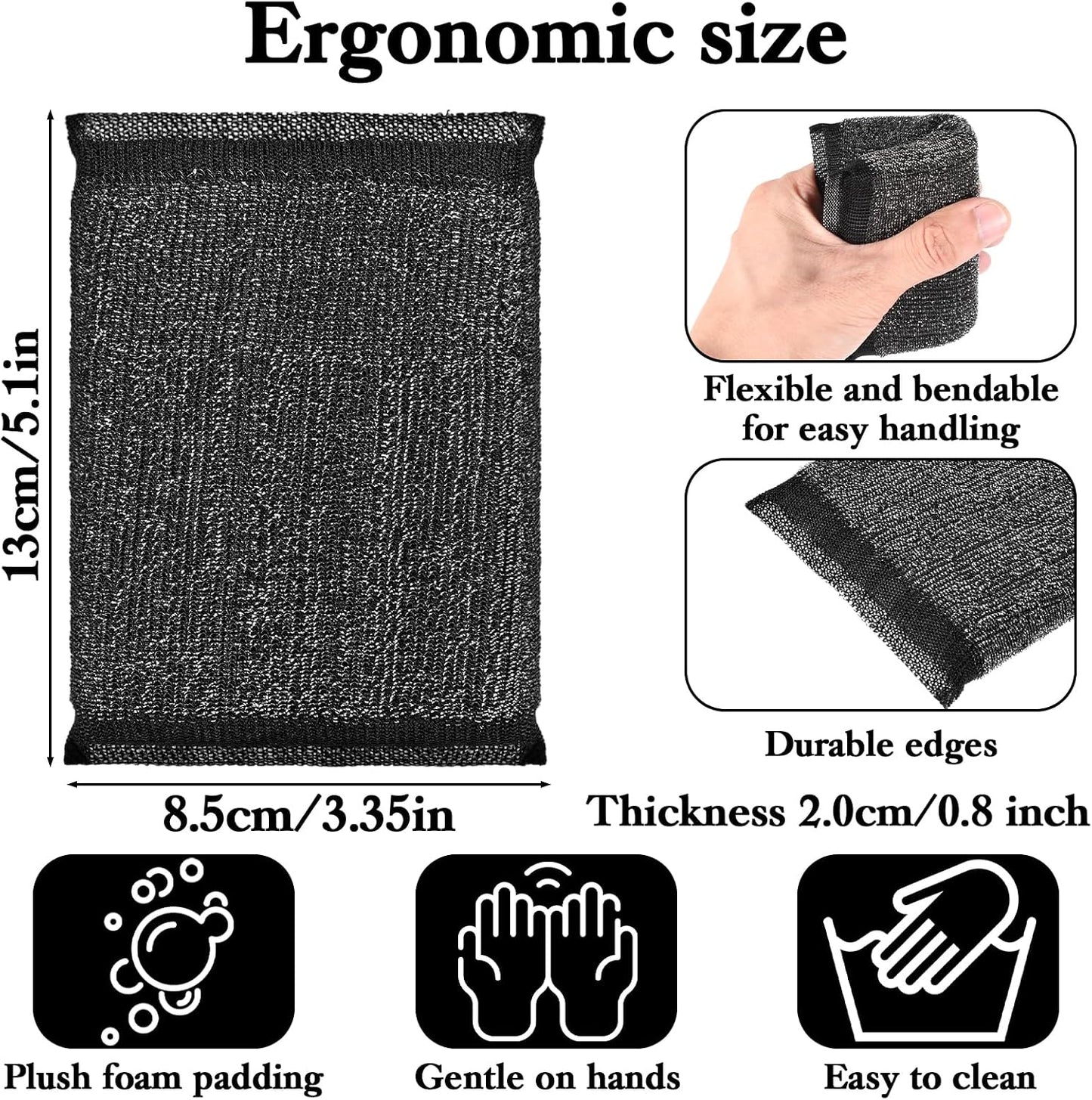 6 Esponjas Lana Acero Multiusos Reutilizables para Cocina