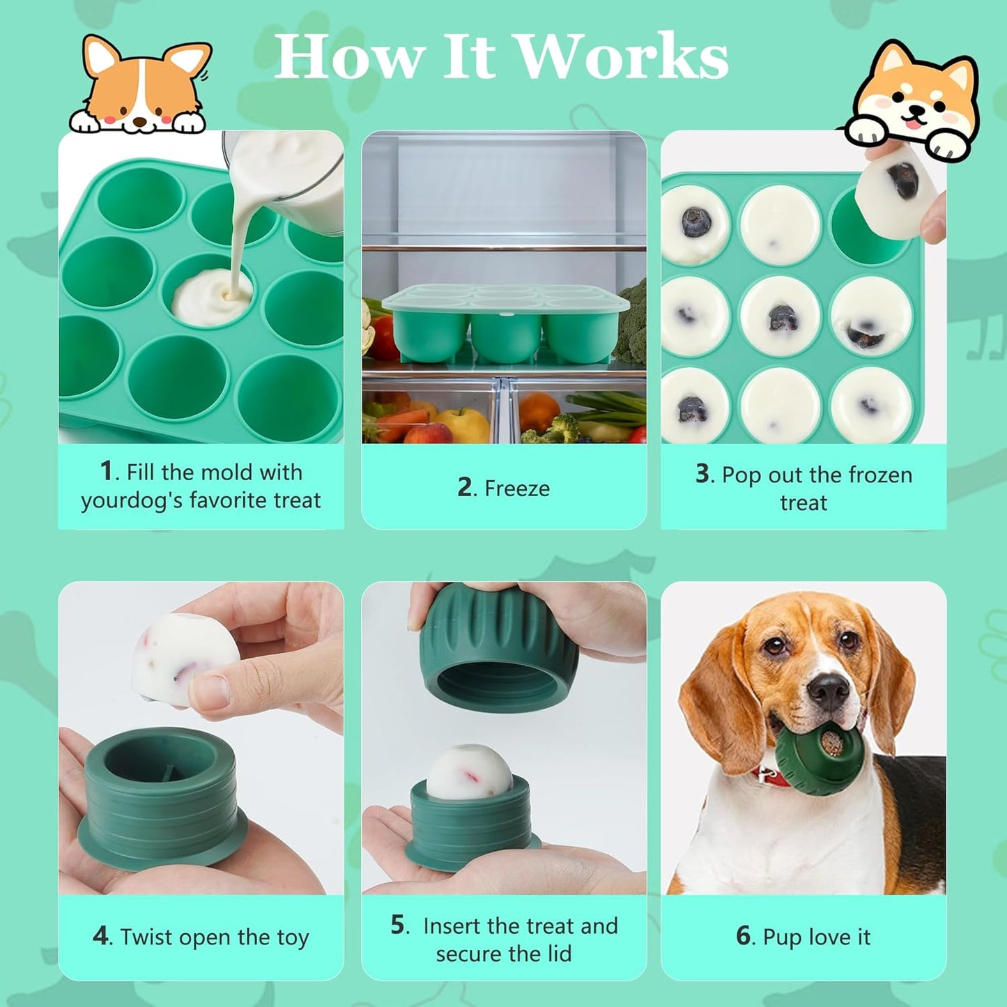 Molde silicona perros 9 cavidades con tapa