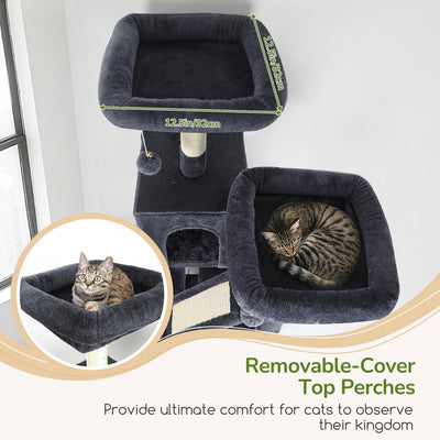 Árbol gatos 74pulg torre varios niveles rascadores 2 perchas felpa
