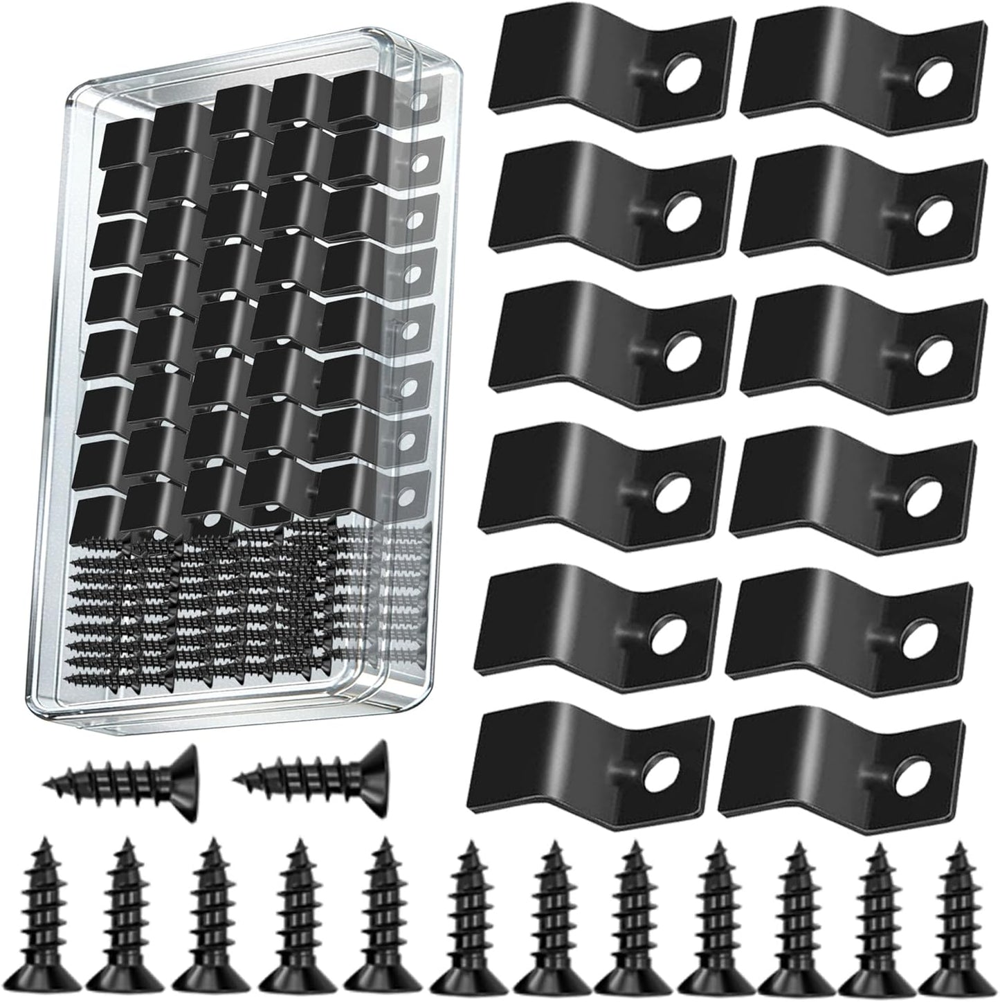 40 Clips en Z para Mesa de Madera Negro