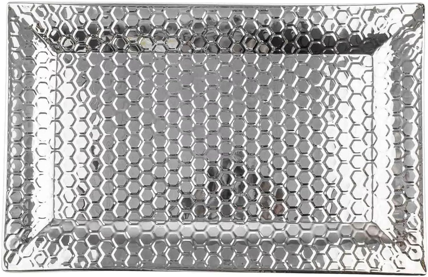 Bandeja acero inox con patrón panal 22x12pulg