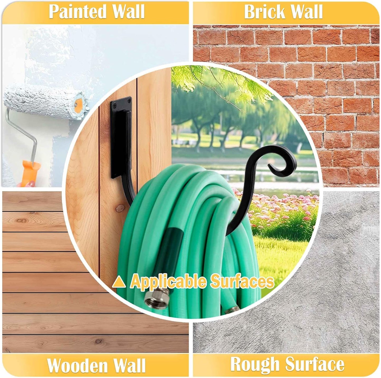 Soporte manguera pared metal 8pulg resistente forjado a mano