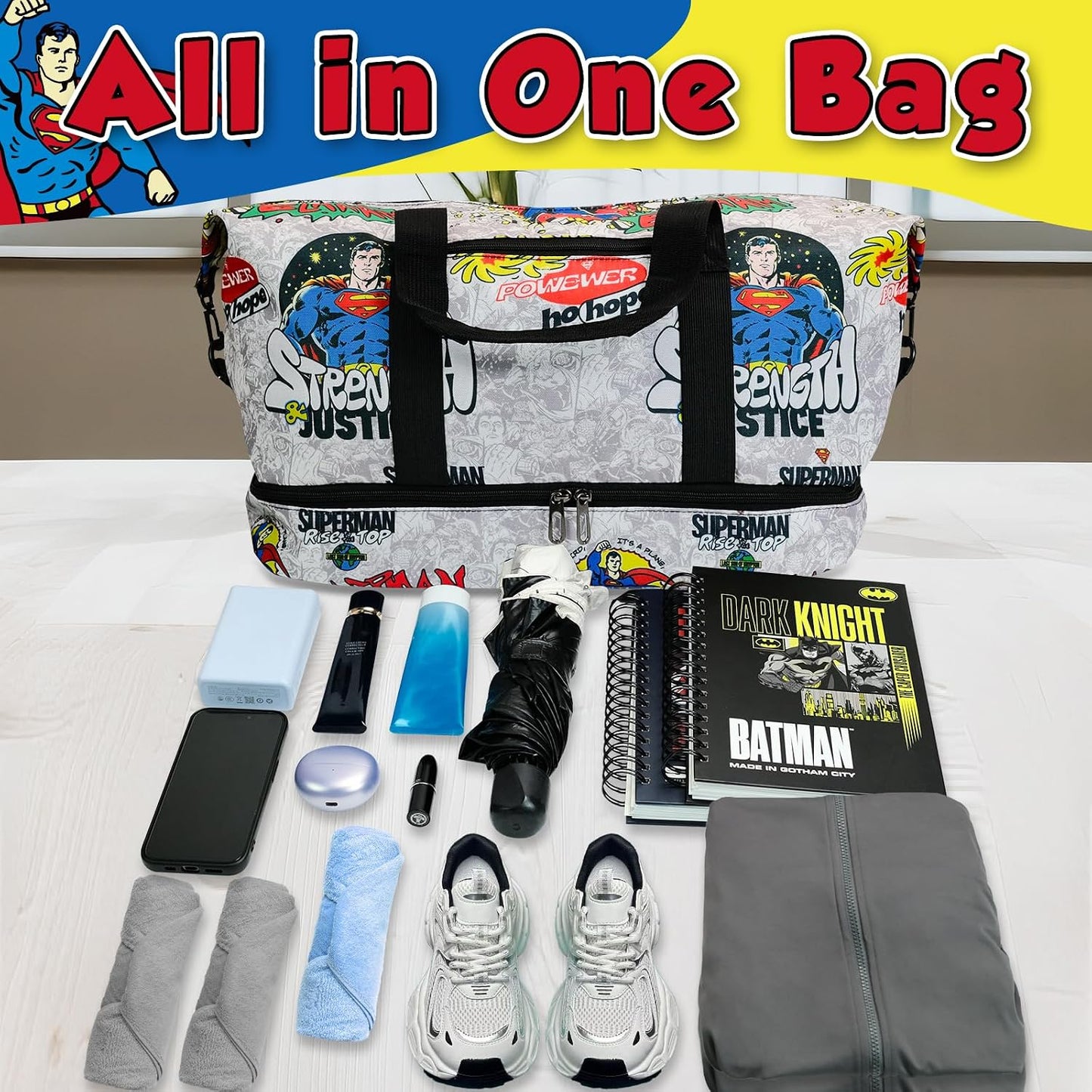 Bolsa viaje pequeña color blanco azul