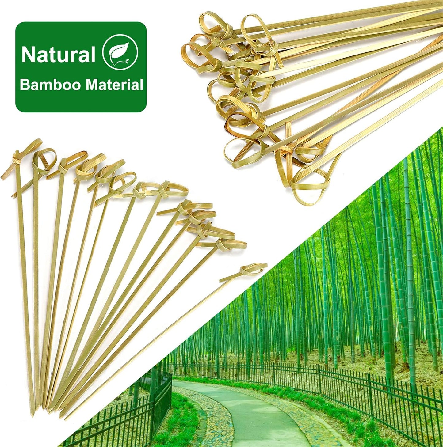 200 Palillos Bambú 4.7pulg para Aperitivos y Fiesta