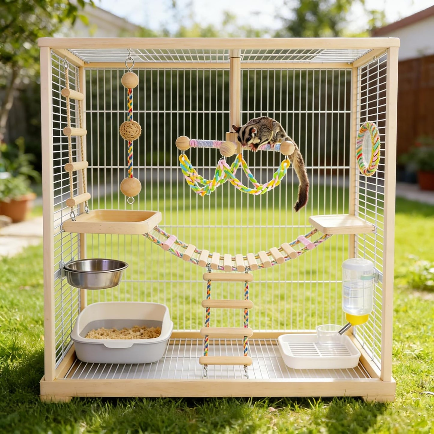 Juguetes colgantes madera natural para Sugar Glider