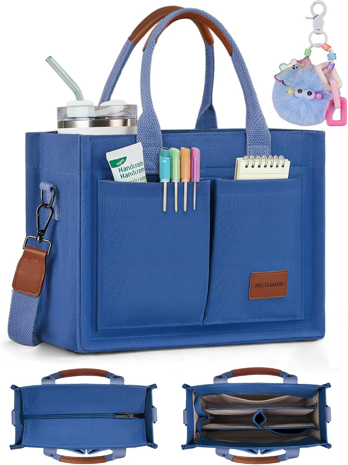 Bolso lona mujer con cremallera compartimentos y soporte