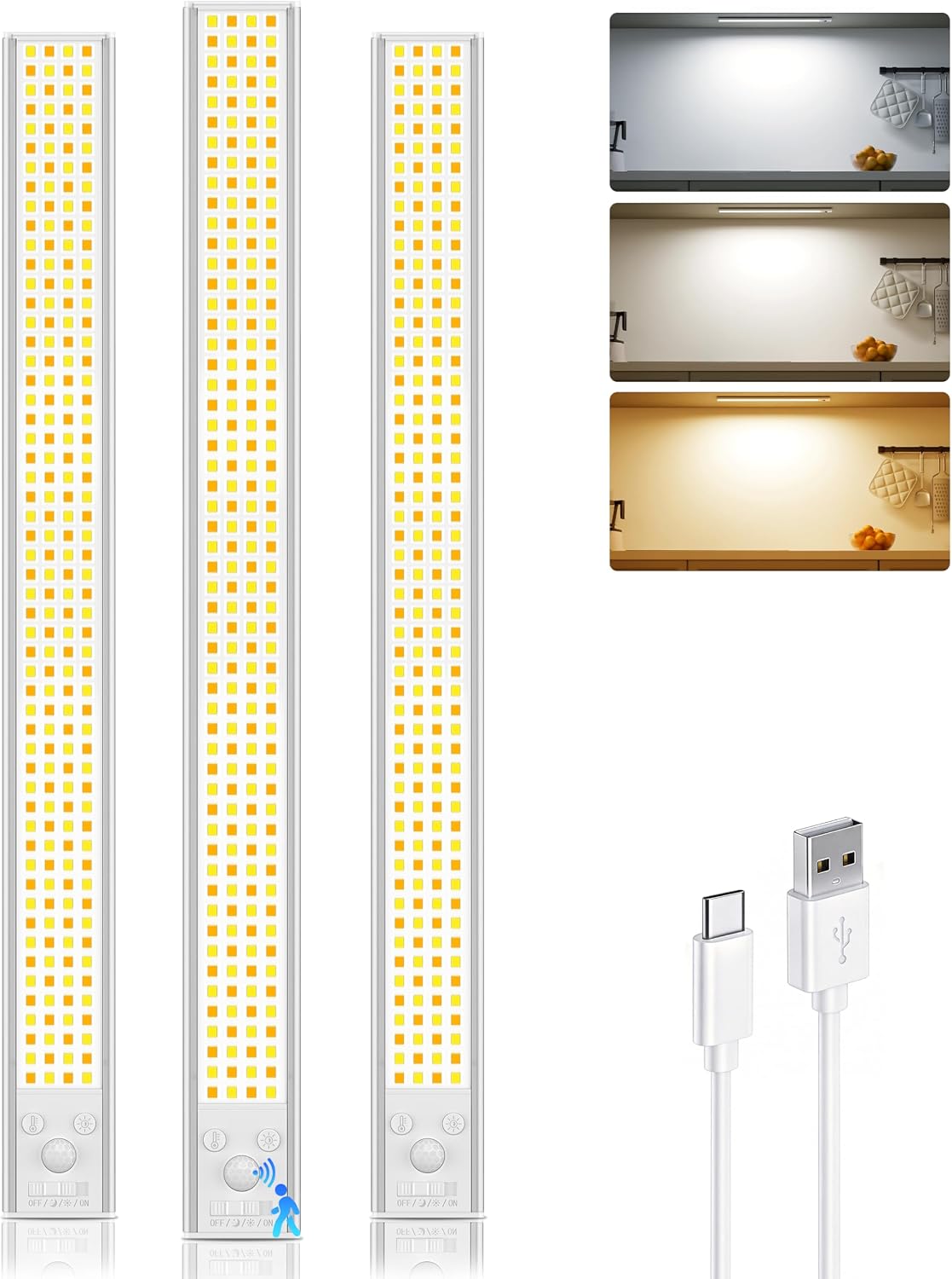 Iluminación inalámbrica gabinete 16pulg 216 LED sensor movimiento