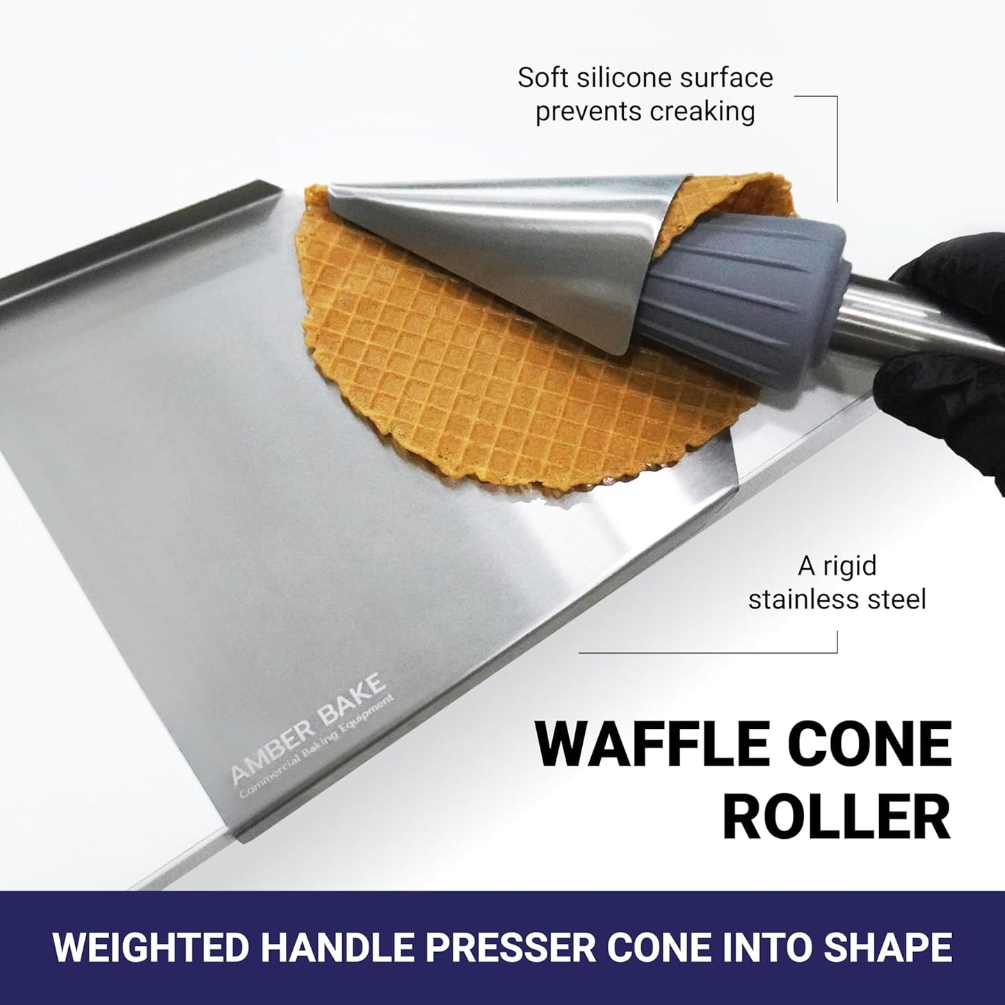 Rodillo cono gofre acero inox con funda silicona mediano
