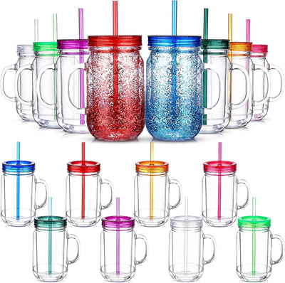 16 Vasos Plástico 20oz Con Asa Para Globos De Nieve
