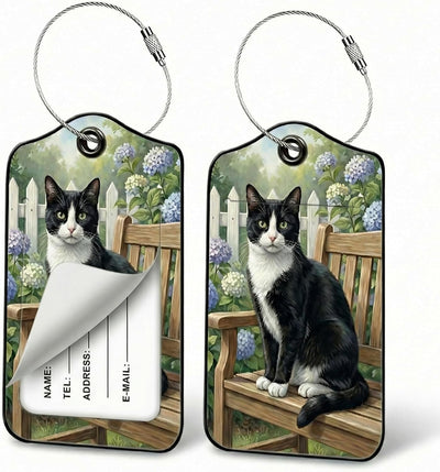 2 Pzas Etiquetas Equipaje Gatos con Cubierta Privacidad