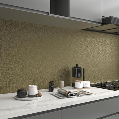 Papel tapiz bronce metálico nube relieve dorado autoadhesivo
