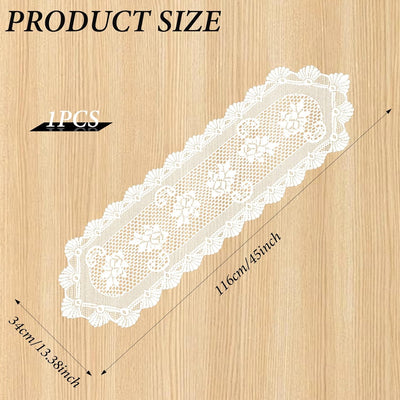 Tapete para mesa de encaje blanco de algodón 45 x 13.38 pulgadas