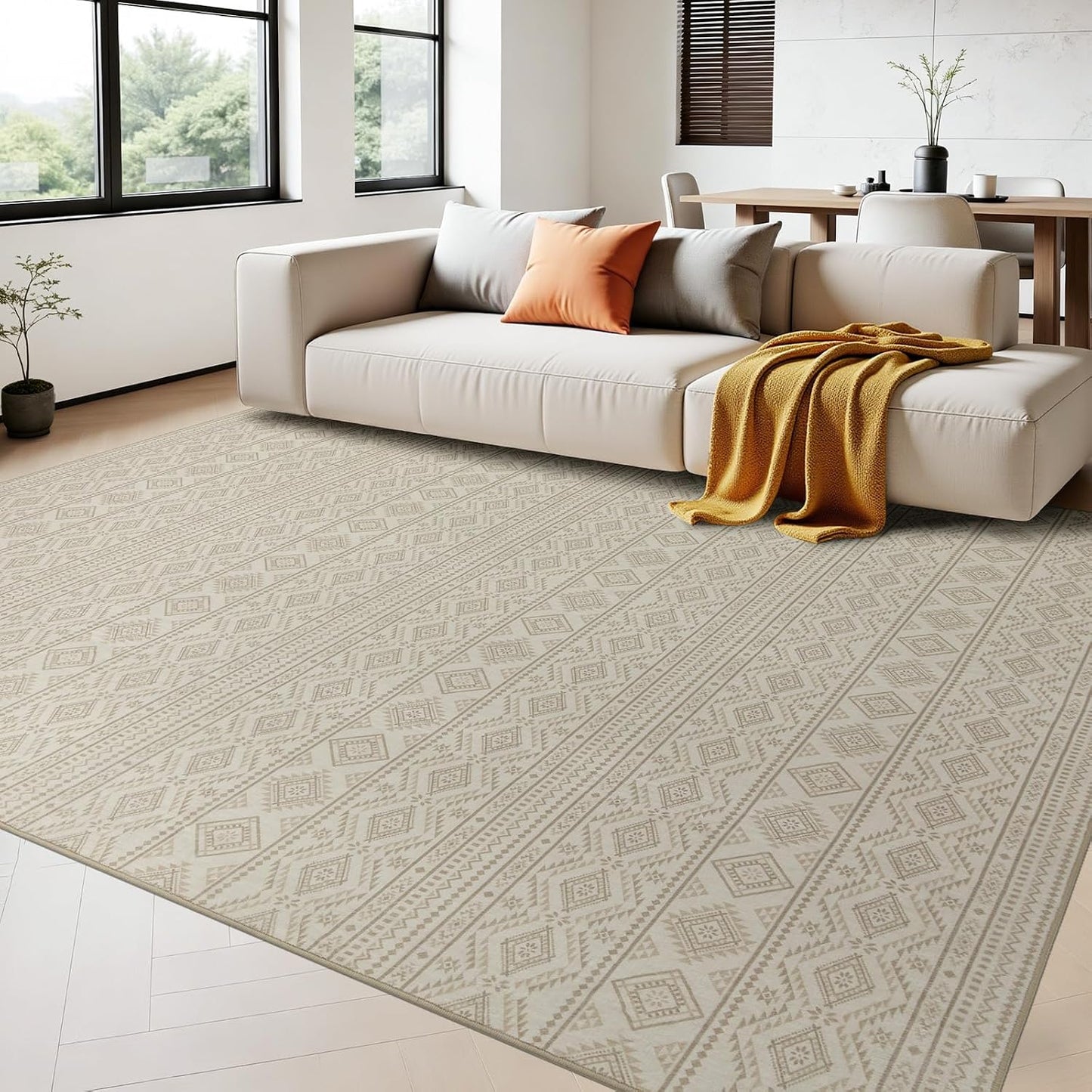 Alfombras área 5x7ft sala antideslizantes bohemias lavables
