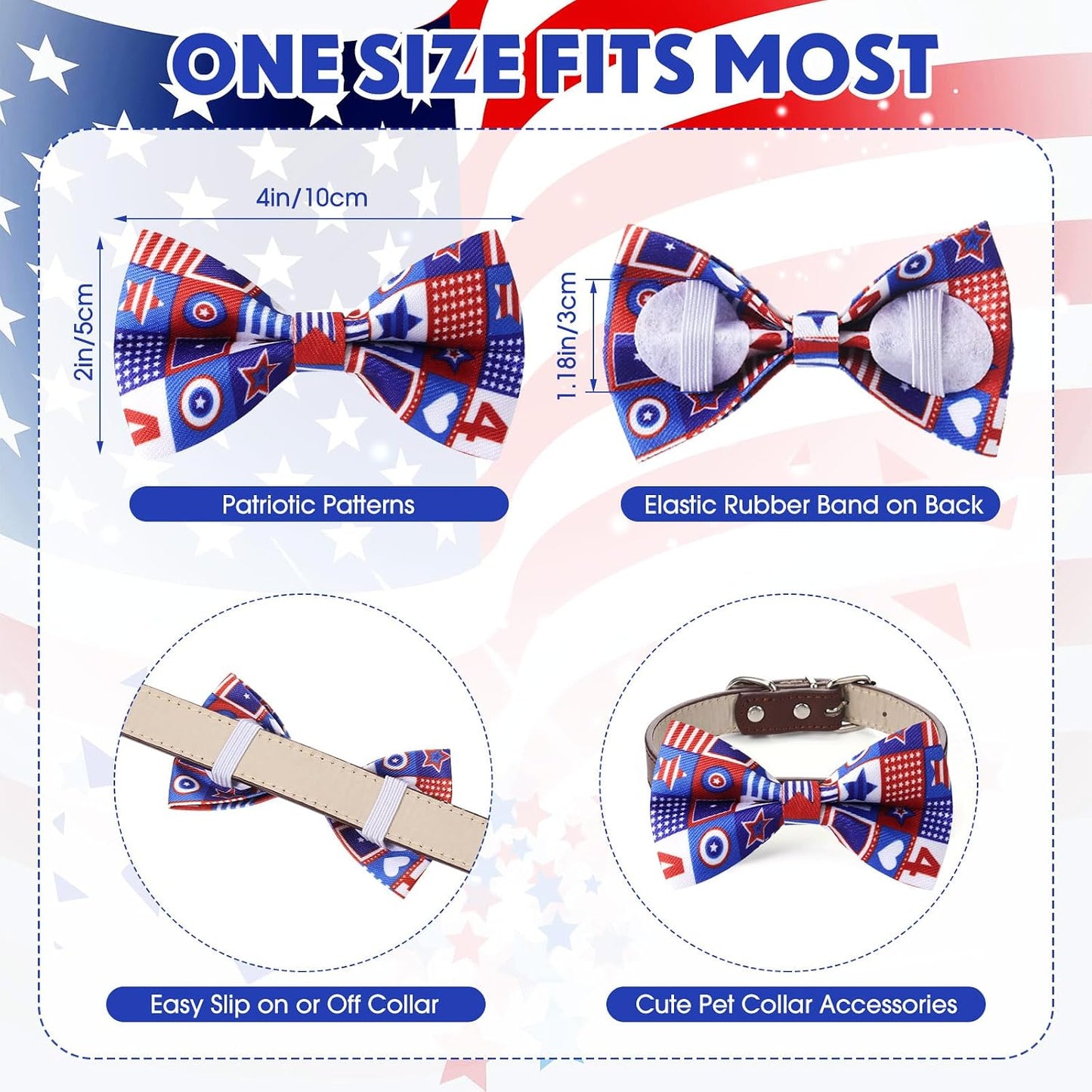 60 Pzas Collar Patriótico Perro Bandera EE.UU.