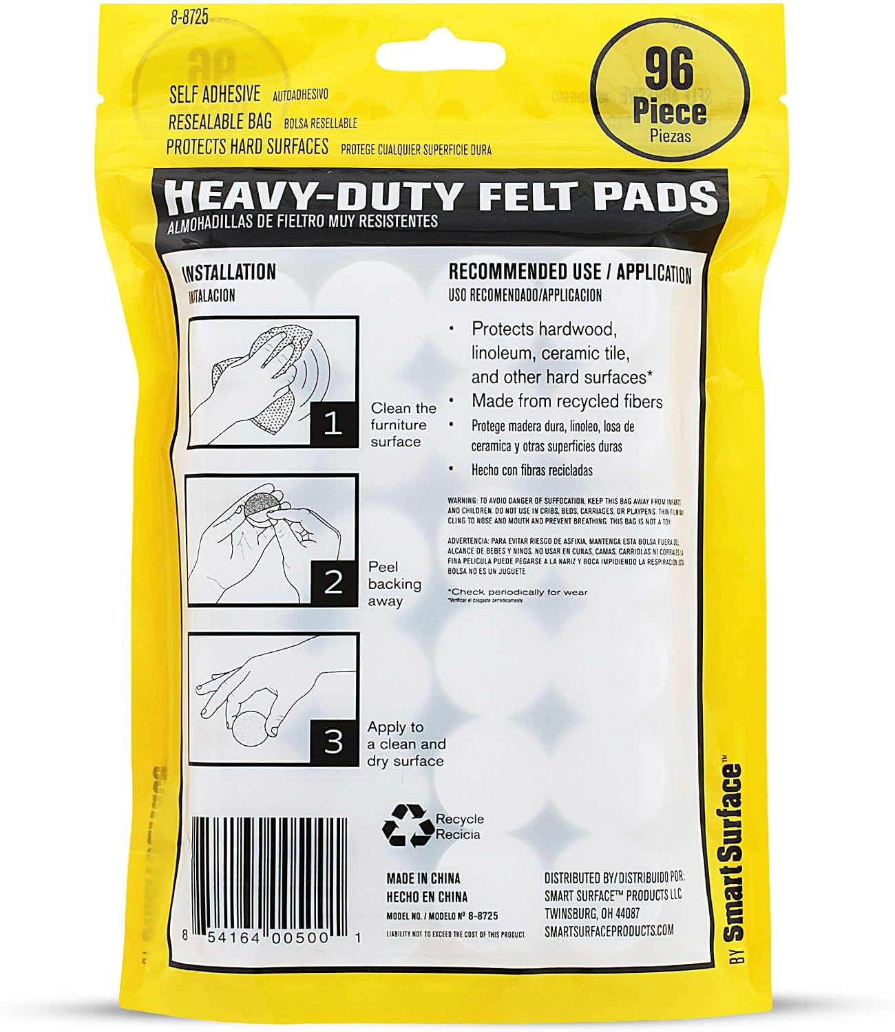 Almohadillas fieltro autoadhesivas 1pulg color avena redonda 96pzas