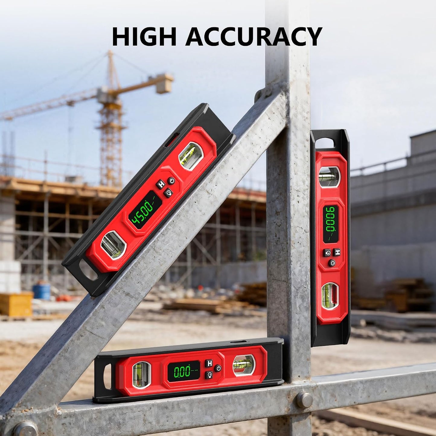 Nivel digital 9pulg pantalla LED base magnética IP54