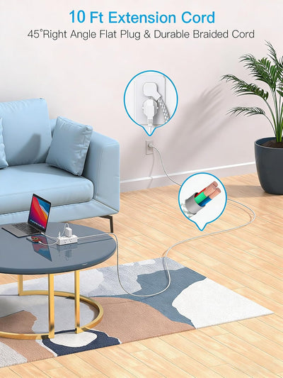 Cable extensión 10ft 6 salidas 4USB incluye protección