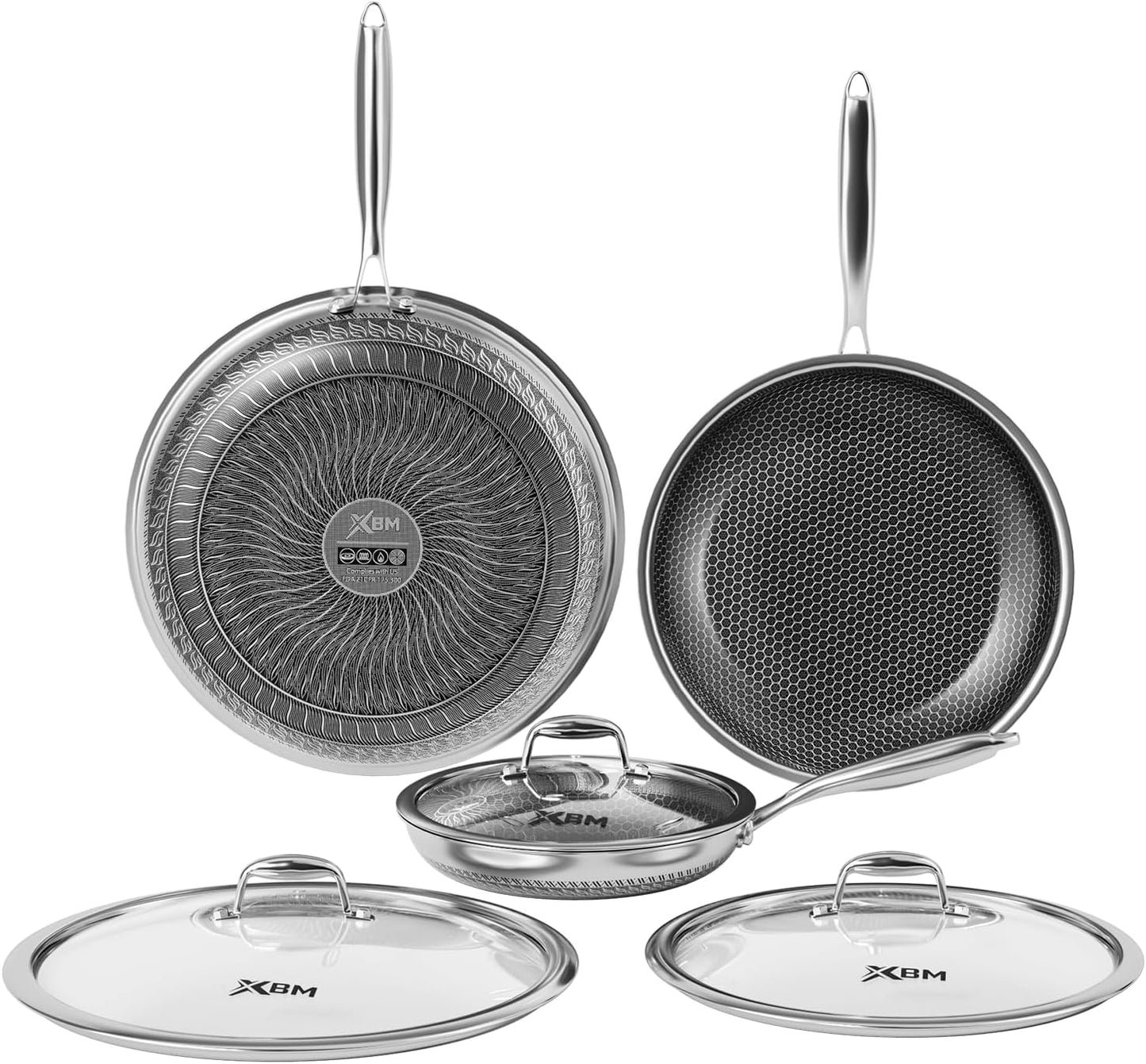 Sartén acero inox antiadherente con tapa comp inducción