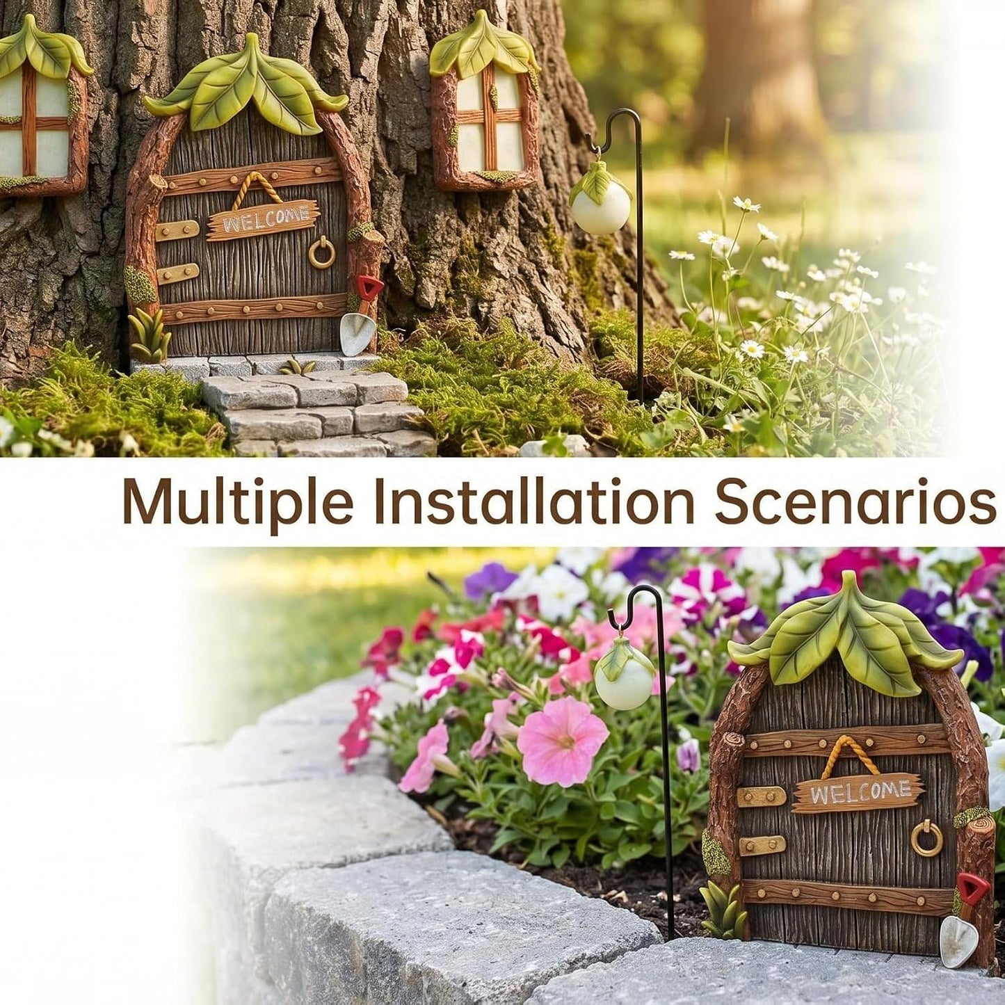Decoración gnomos puerta jardín casa elfo resina