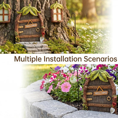 Decoración gnomos puerta jardín casa elfo resina